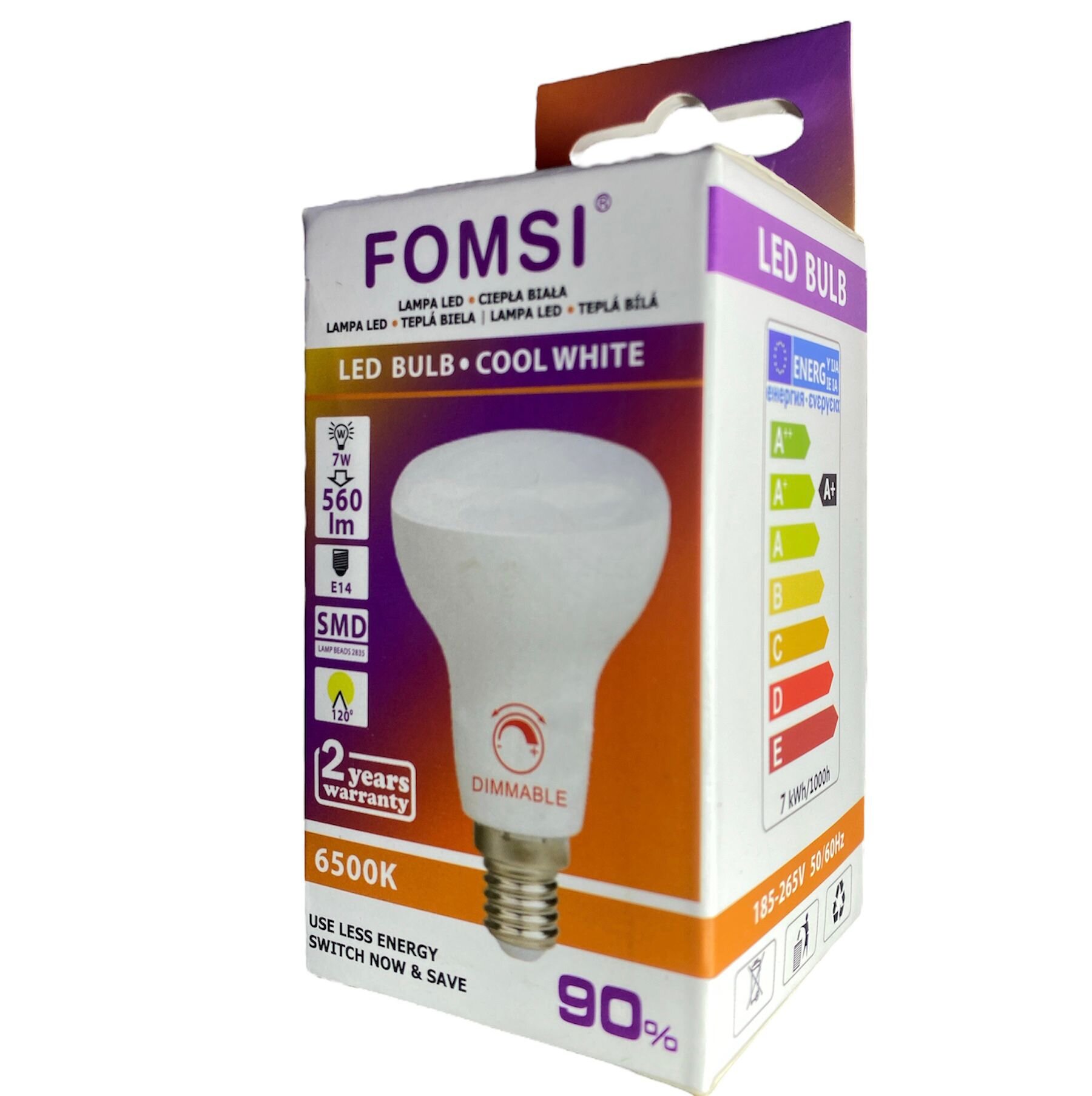 Bec LED R50, 7W, 560lm, dimabil, E14, lumina rece