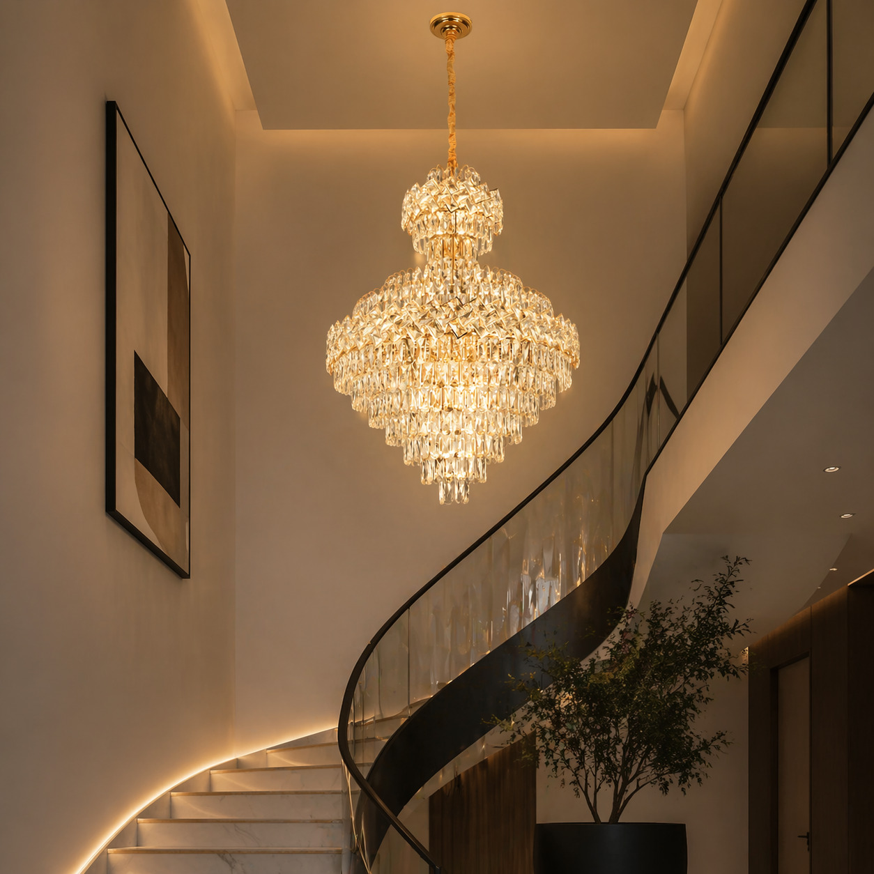 Candelabru Cristal, 80x110CM, 22 x E27, Auriu