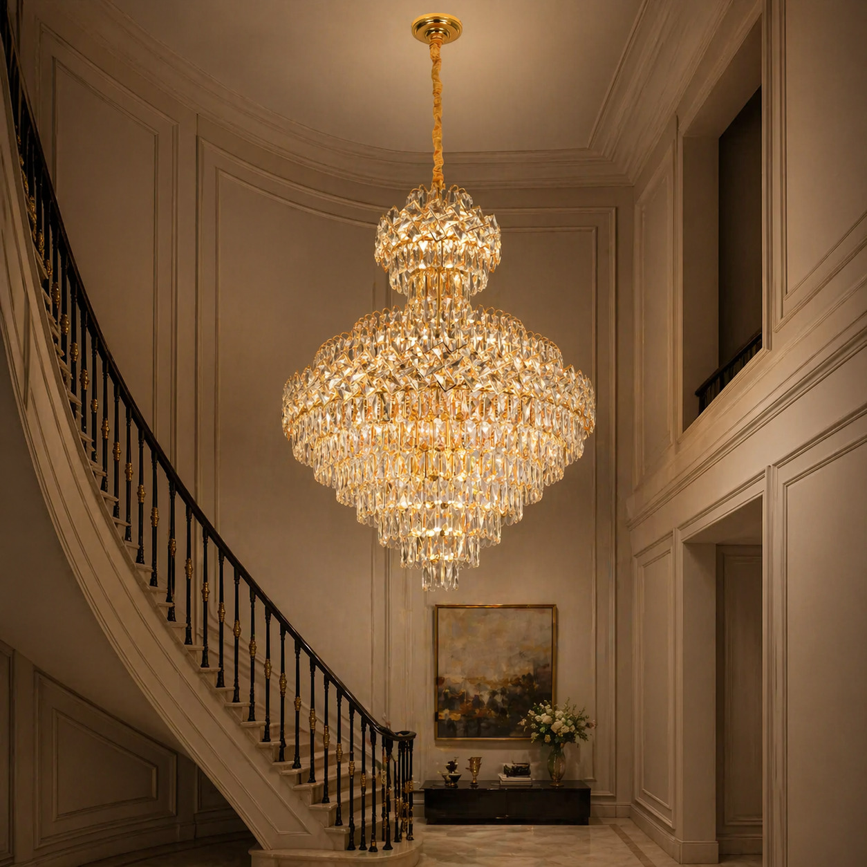 Candelabru Cristal, 80x110CM, 22 x E27, Auriu