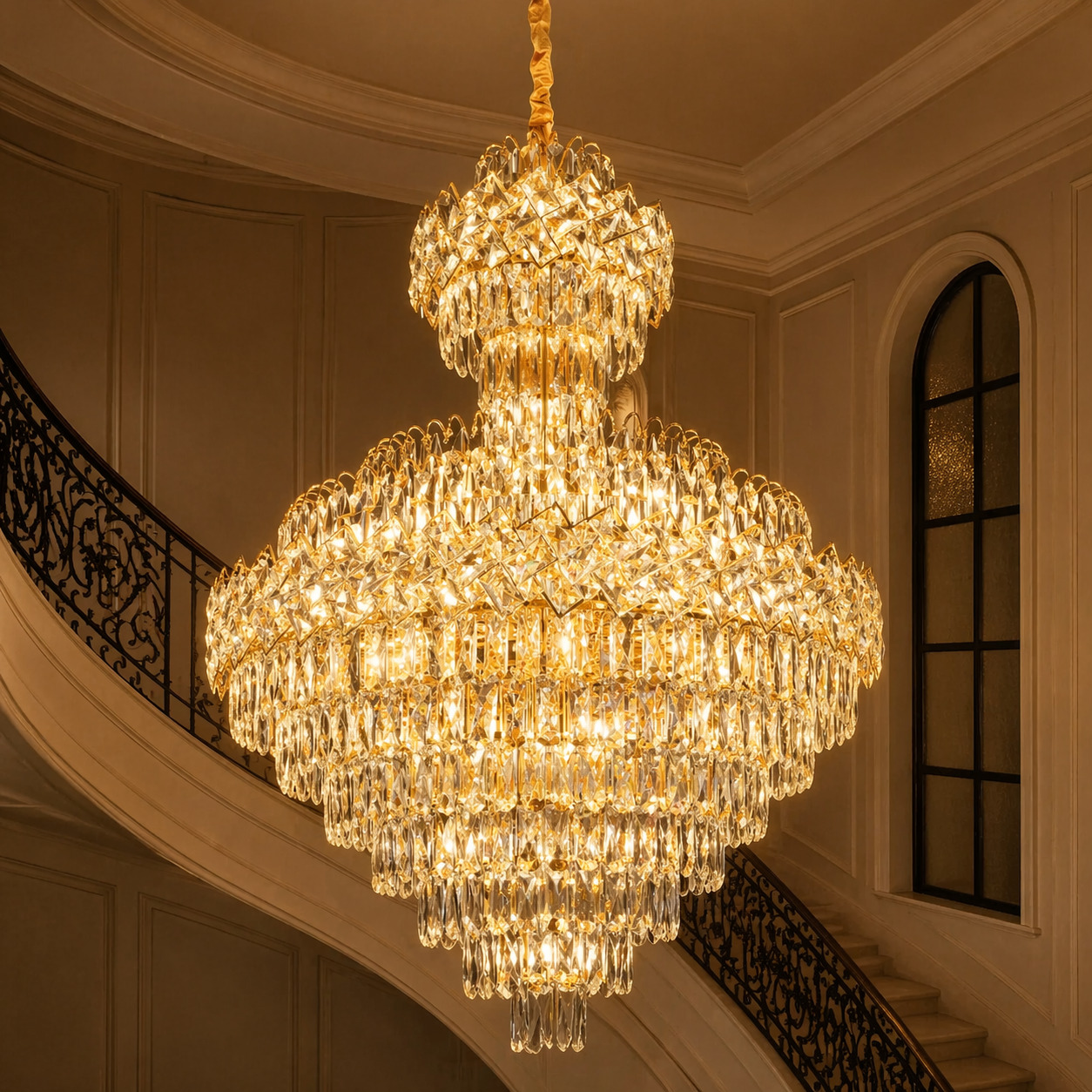 Candelabru Cristal, 80x110CM, 22 x E27, Auriu