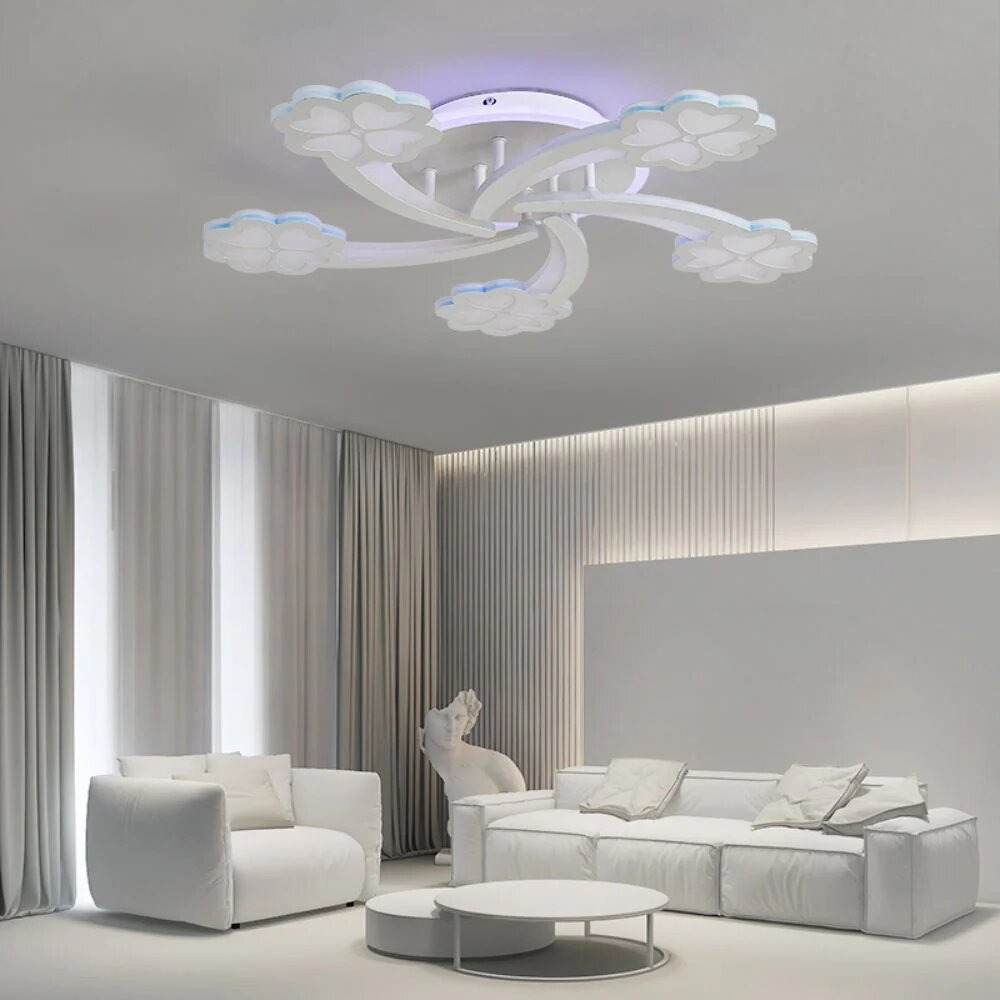 Lustra LED cu Telecomanda RGB, 92W + 12W, 3 tipuri de lumina, Alb
