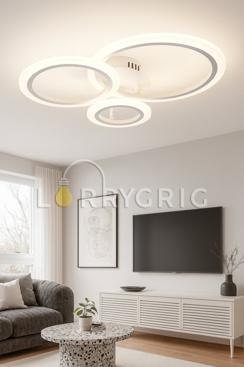 Lustra LED Cu Telecomanda, 66W, 3 tipuri de lumina, Alb
