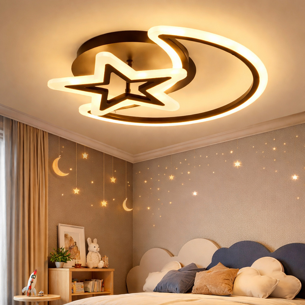 Lustra LED Half Moon cu Telecomanda, 80W, Negru