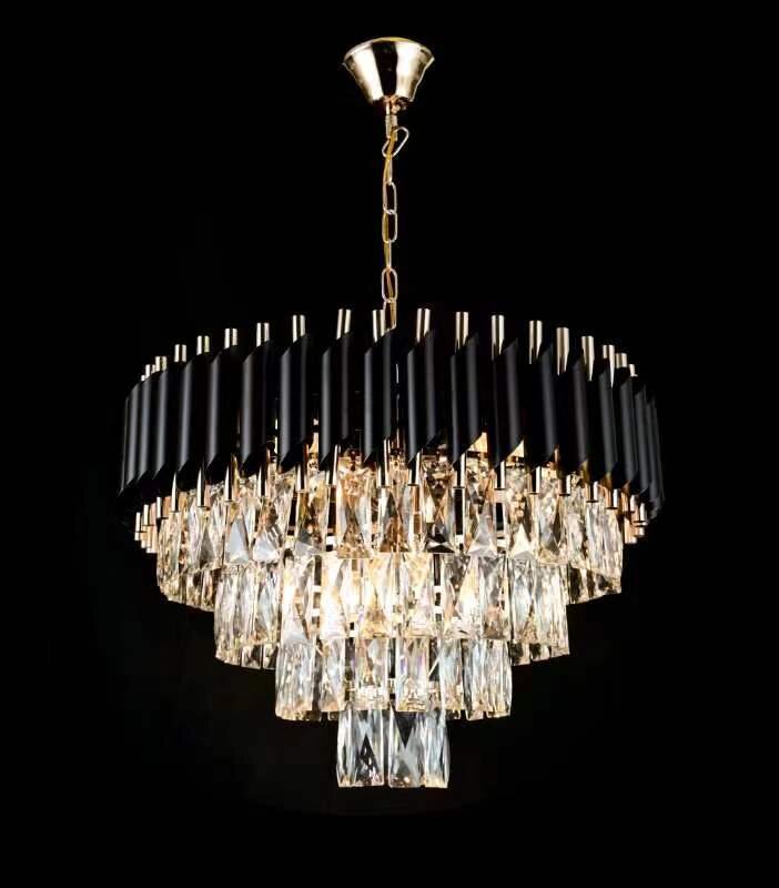 Candelabru Cristal, 50cm, 8 x E27, Negru/Auriu
