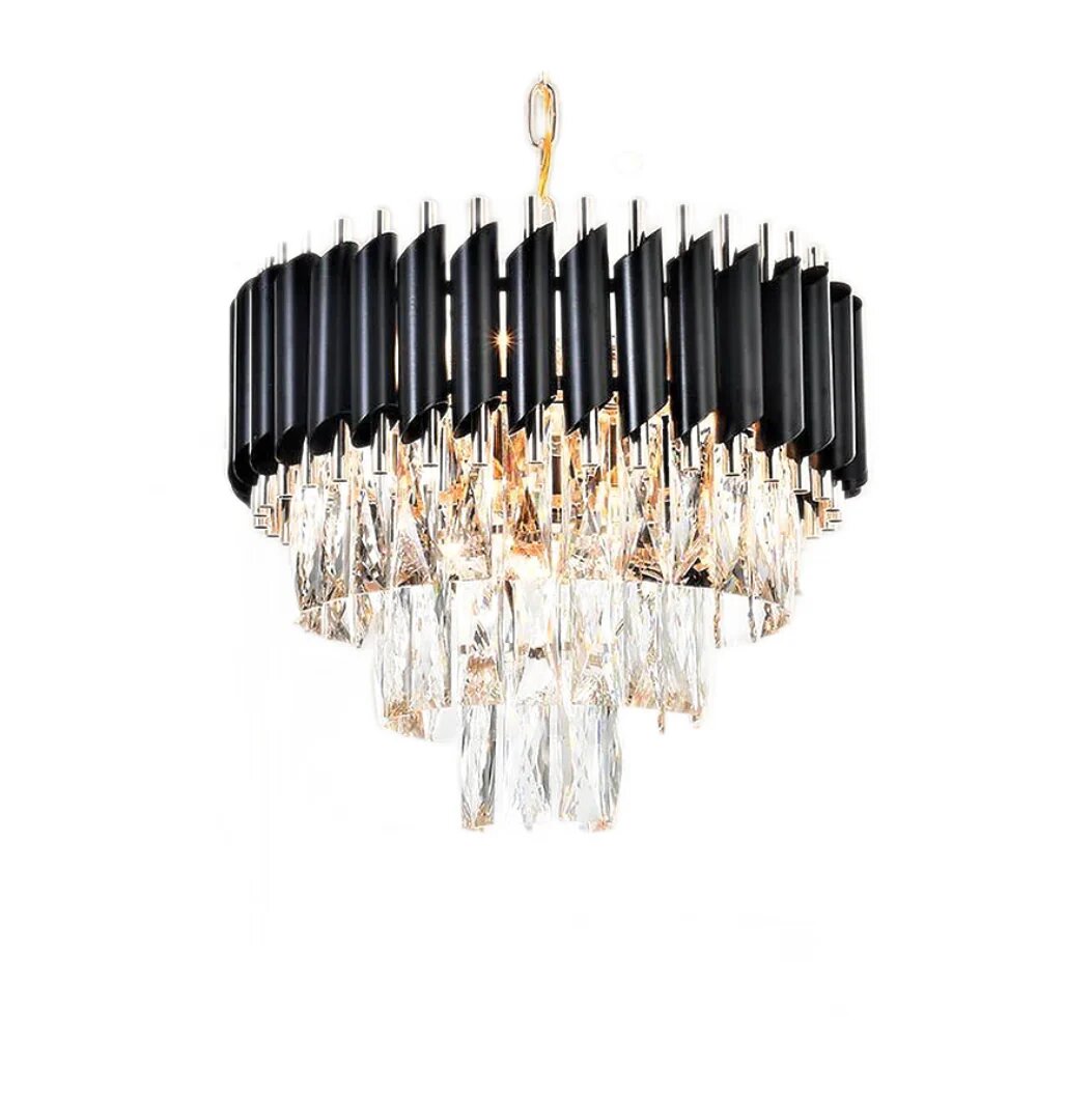 Candelabru Cristal, 50cm, 8 x E27, Negru/Auriu
