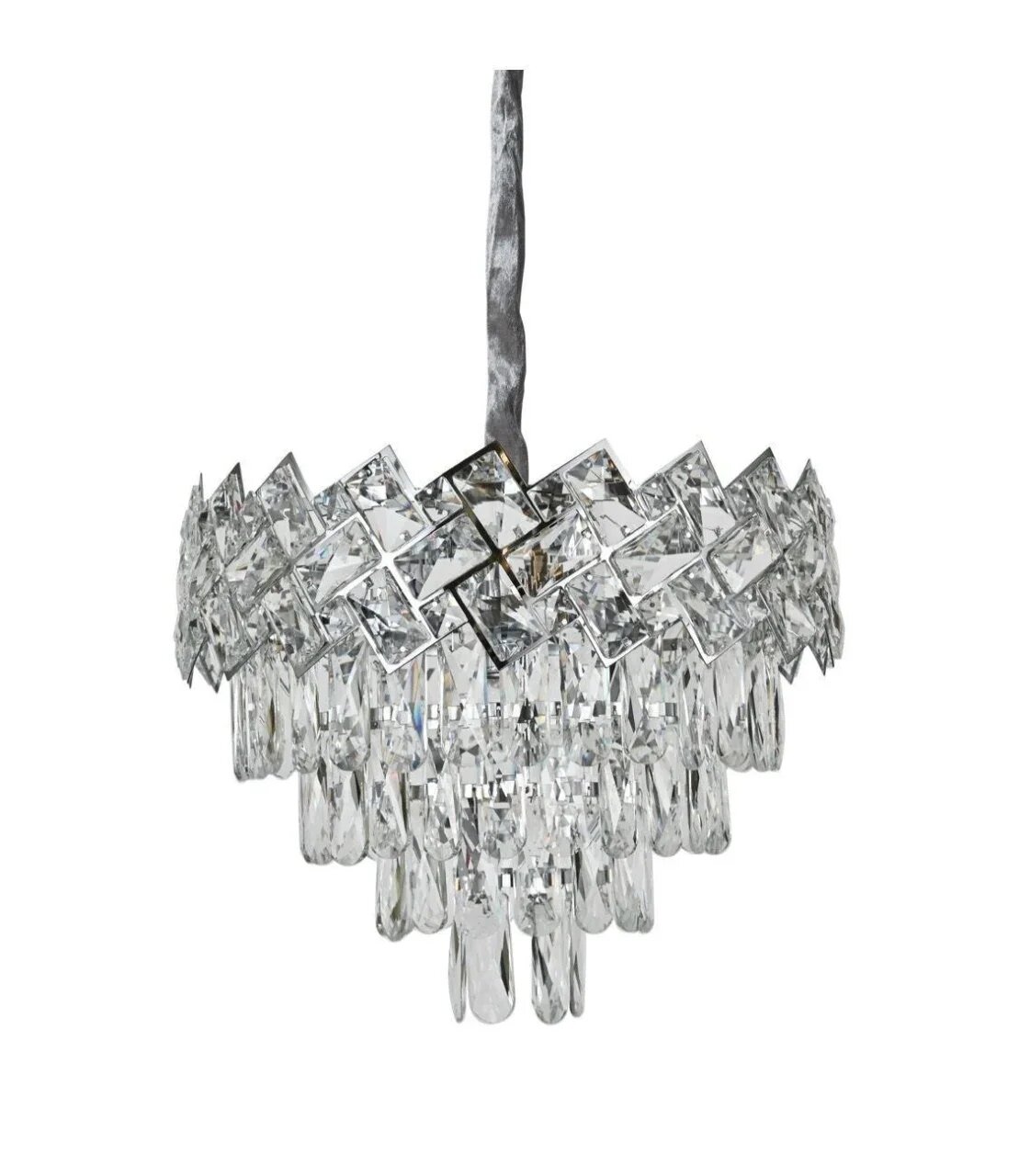 Candelabru Cristal, 30cm, 3 x E27, Argintiu