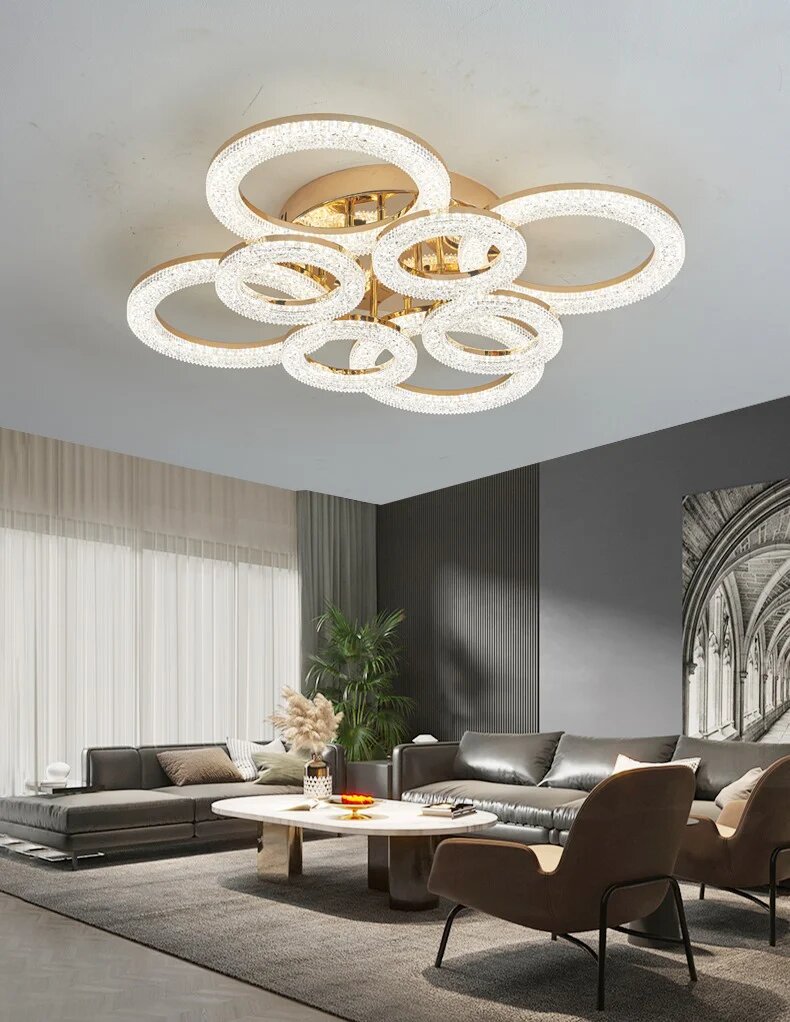 Lustra LED cu Telecomanda, 200W, 3 tipuri de lumina, Auriu