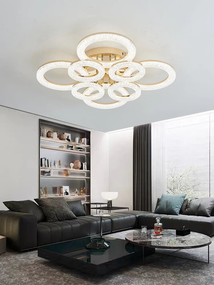 Lustra LED cu Telecomanda, 200W, 3 tipuri de lumina, Auriu
