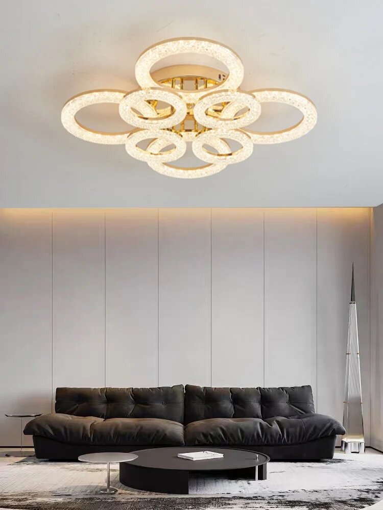 Lustra LED cu Telecomanda, 200W, 3 tipuri de lumina, Auriu