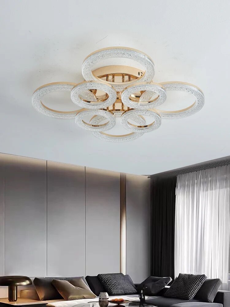 Lustra LED cu Telecomanda, 200W, 3 tipuri de lumina, Auriu