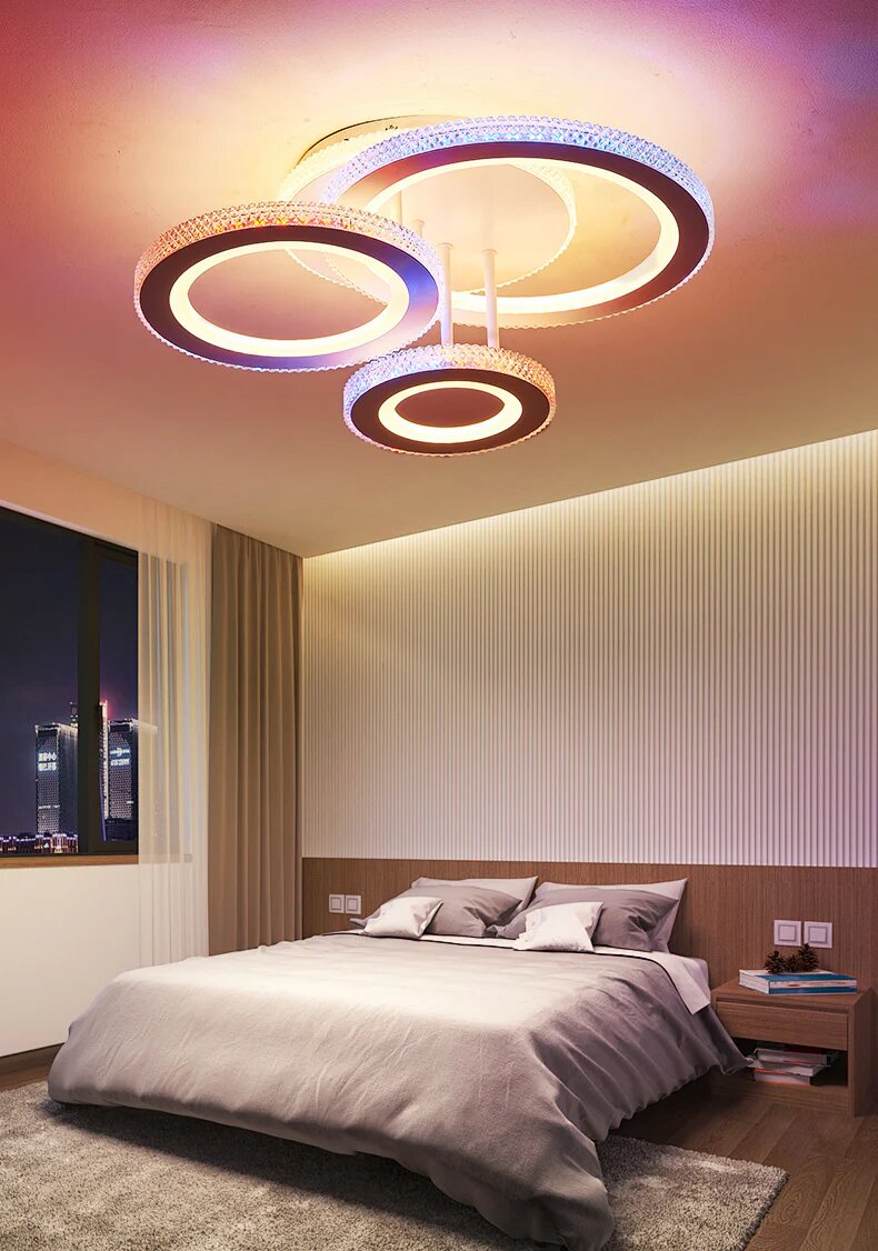 Lustra LED cu Telecomanda RGB, 96W, 3 tipuri de lumina, Alb