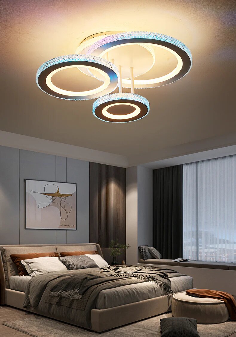 Lustra LED cu Telecomanda RGB, 96W, 3 tipuri de lumina, Alb