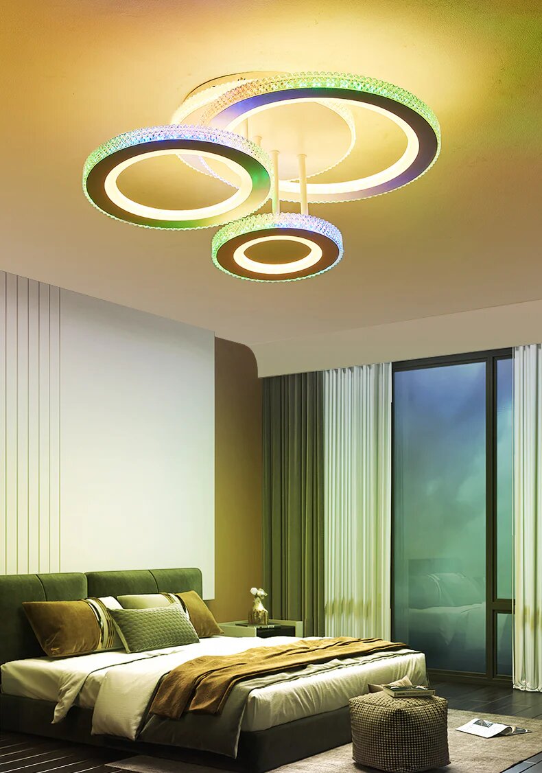 Lustra LED cu Telecomanda RGB, 96W, 3 tipuri de lumina, Alb