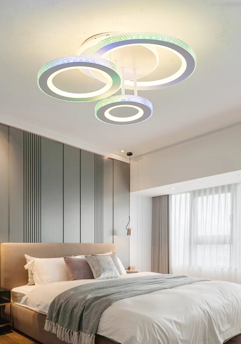 Lustra LED cu Telecomanda RGB, 96W, 3 tipuri de lumina, Alb