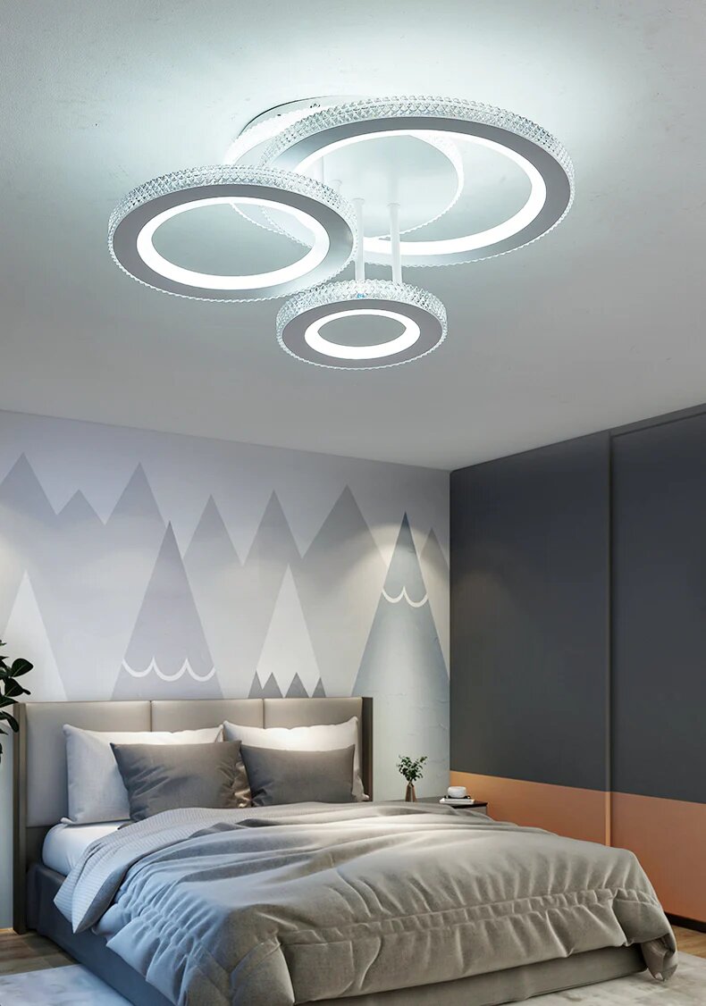 Lustra LED cu Telecomanda RGB, 96W, 3 tipuri de lumina, Alb
