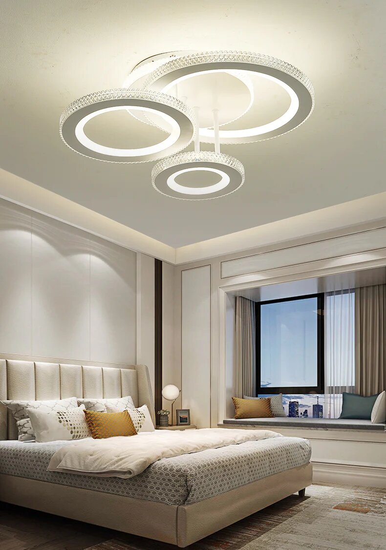 Lustra LED cu Telecomanda RGB, 96W, 3 tipuri de lumina, Alb