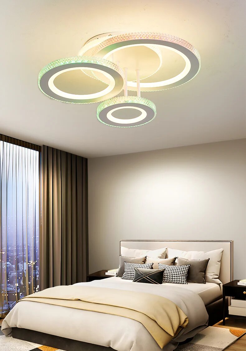 Lustra LED cu Telecomanda RGB, 96W, 3 tipuri de lumina, Alb