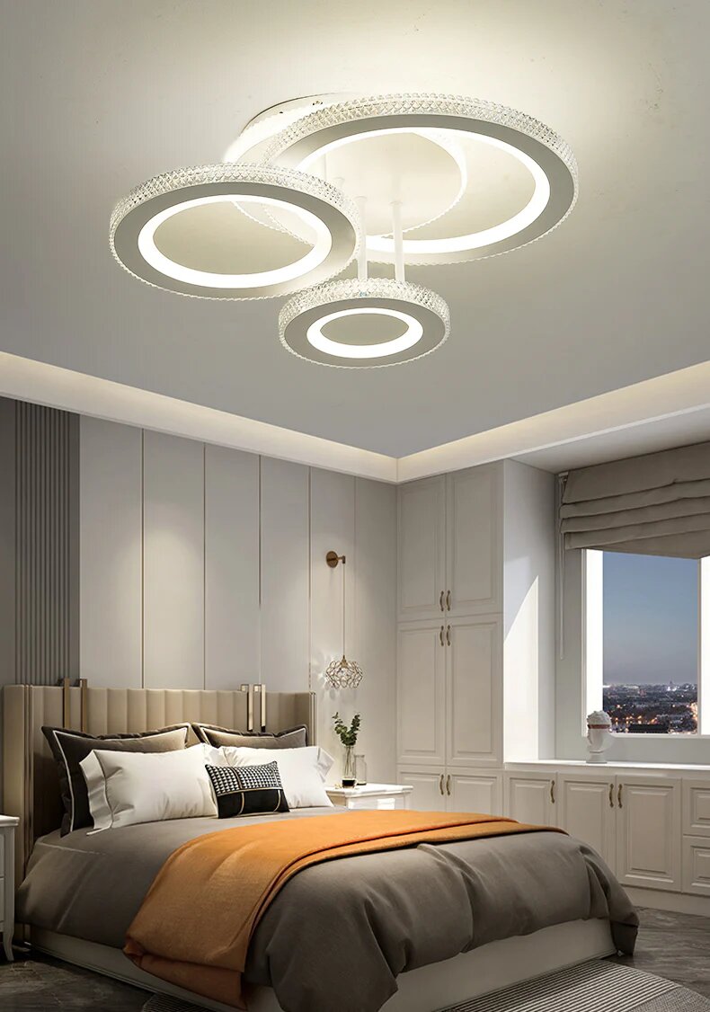 Lustra LED cu Telecomanda RGB, 96W, 3 tipuri de lumina, Alb