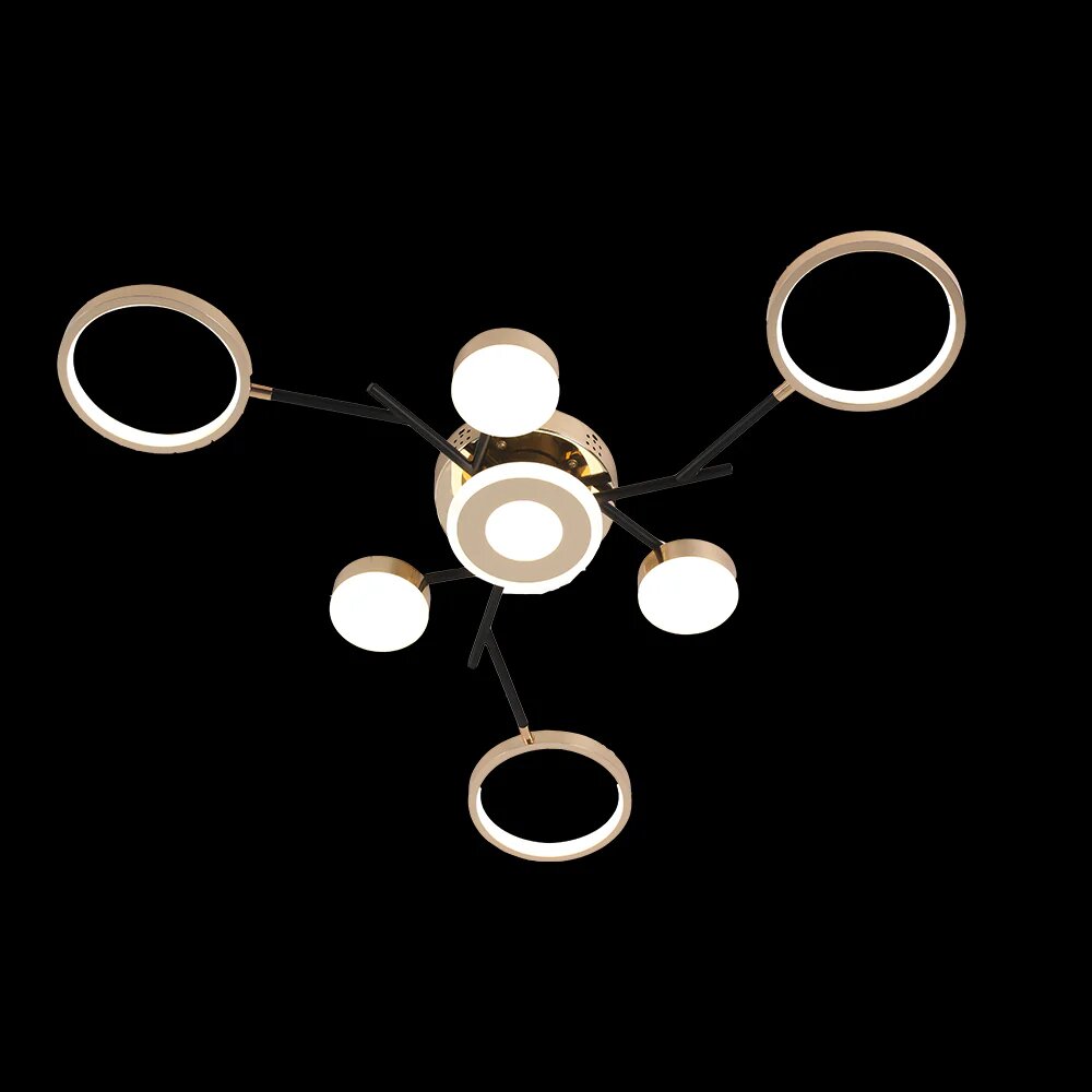 Lustra LED cu Telecomanda, 134W, 3 tipuri de lumina, Negru/Auriu
