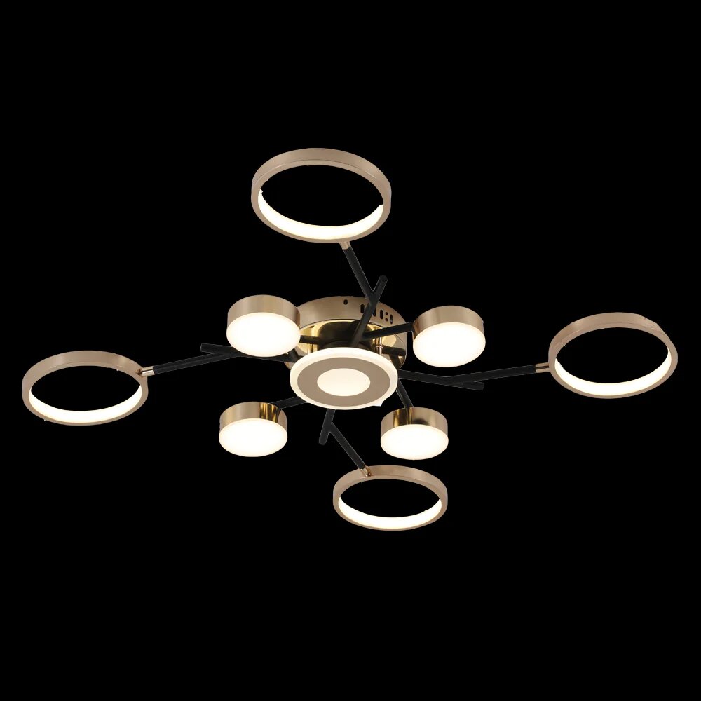 Lustra LED cu Telecomanda, 170W, 3 tipuri de lumina, Negru/Auriu