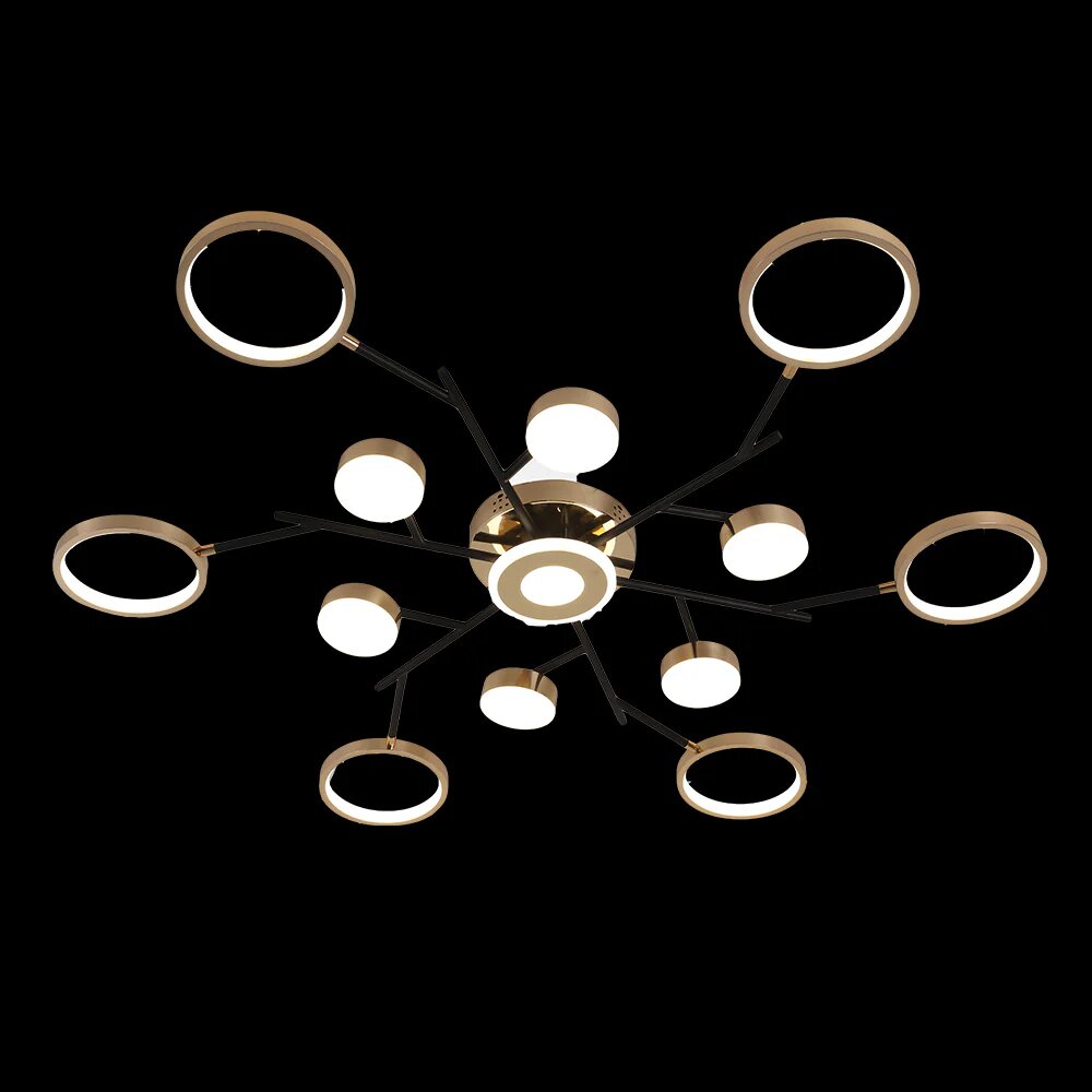 Lustra LED cu Telecomanda, 246W, 3 tipuri de lumina, Negru/Auriu
