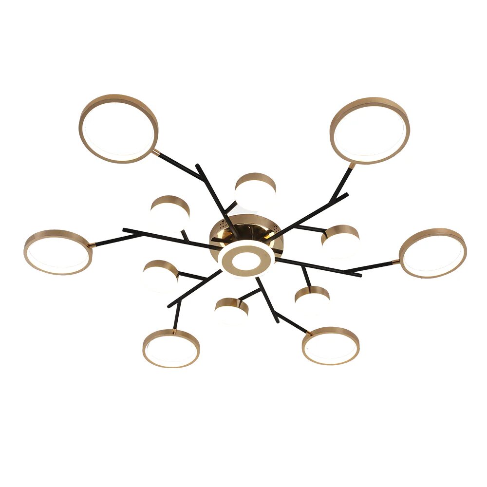 Lustra LED cu Telecomanda, 246W, 3 tipuri de lumina, Negru/Auriu