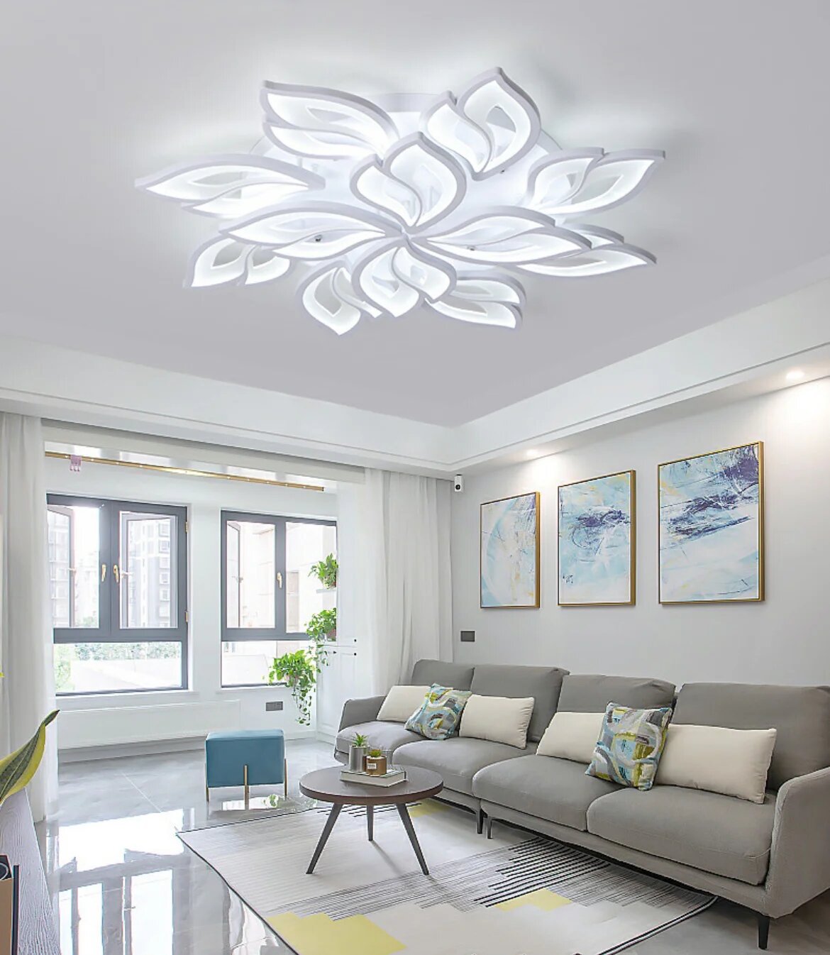 Lustra LED cu Telecomanda, 288W, 3 tipuri de lumina, Alb