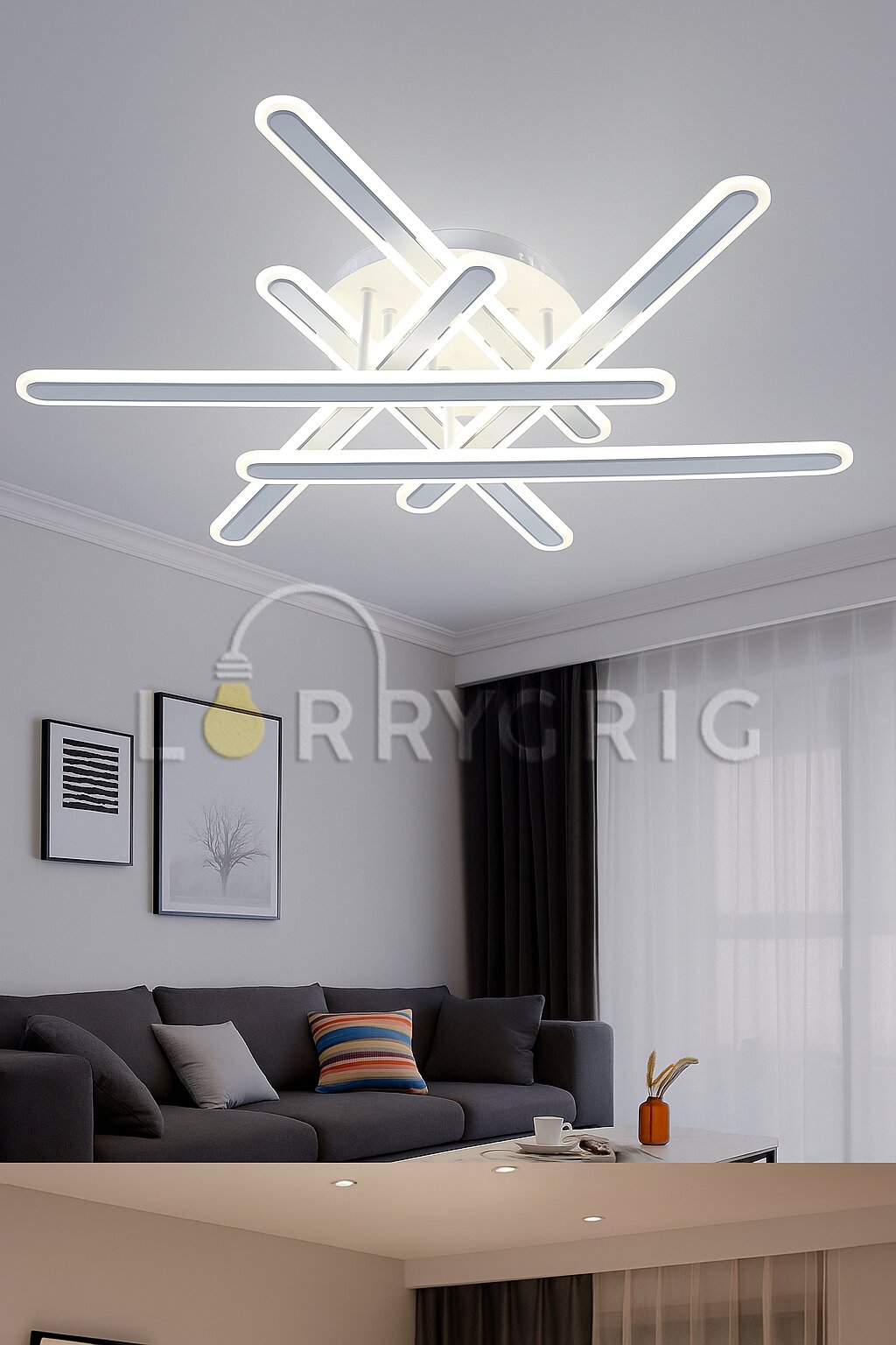 Lustra LED cu Telecomanda, 216W, 3 tipuri de lumina, Alb