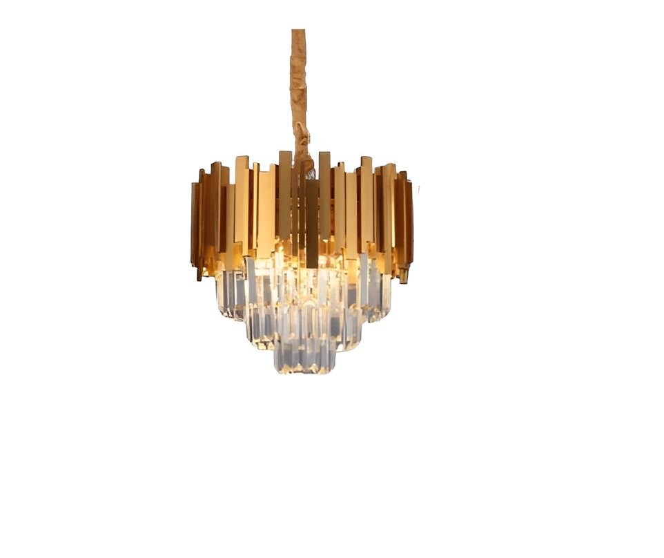 Candelabru Cristal, 30cm, 3 x E27, Auriu