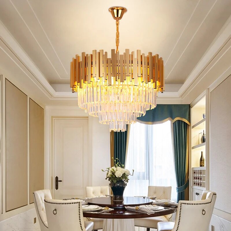 Candelabru Cristal, 50cm, 8 x E27, Auriu