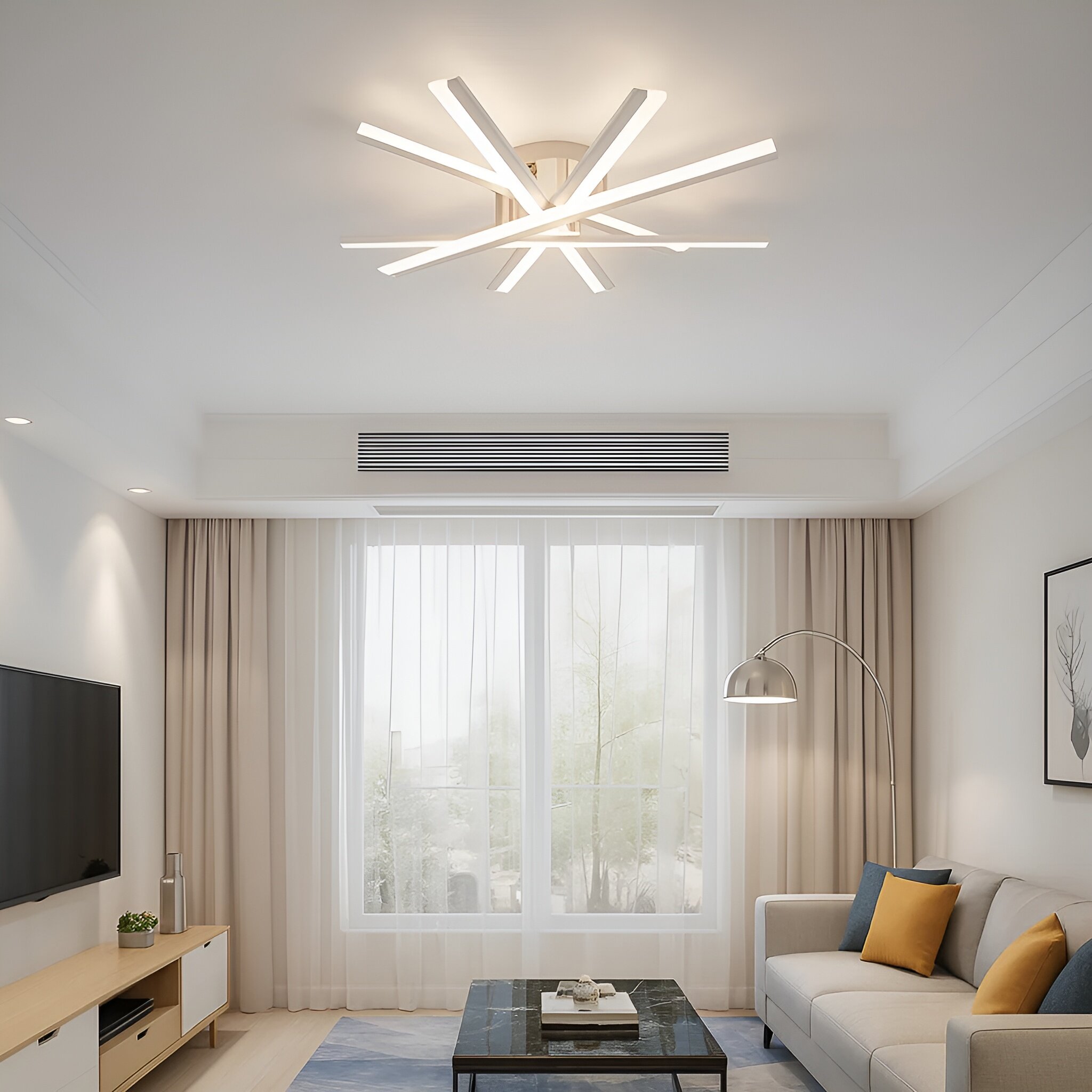 Lustra LED cu Telecomanda, 95W, 3 tipuri de lumina, Alb