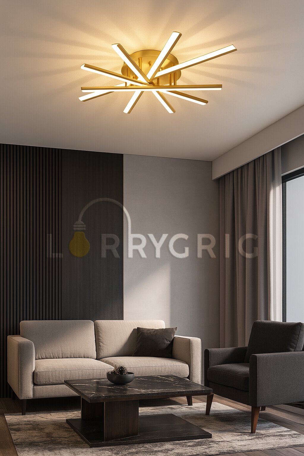 Lustra LED cu Telecomanda, 95W, 3 tipuri de lumina, Auriu