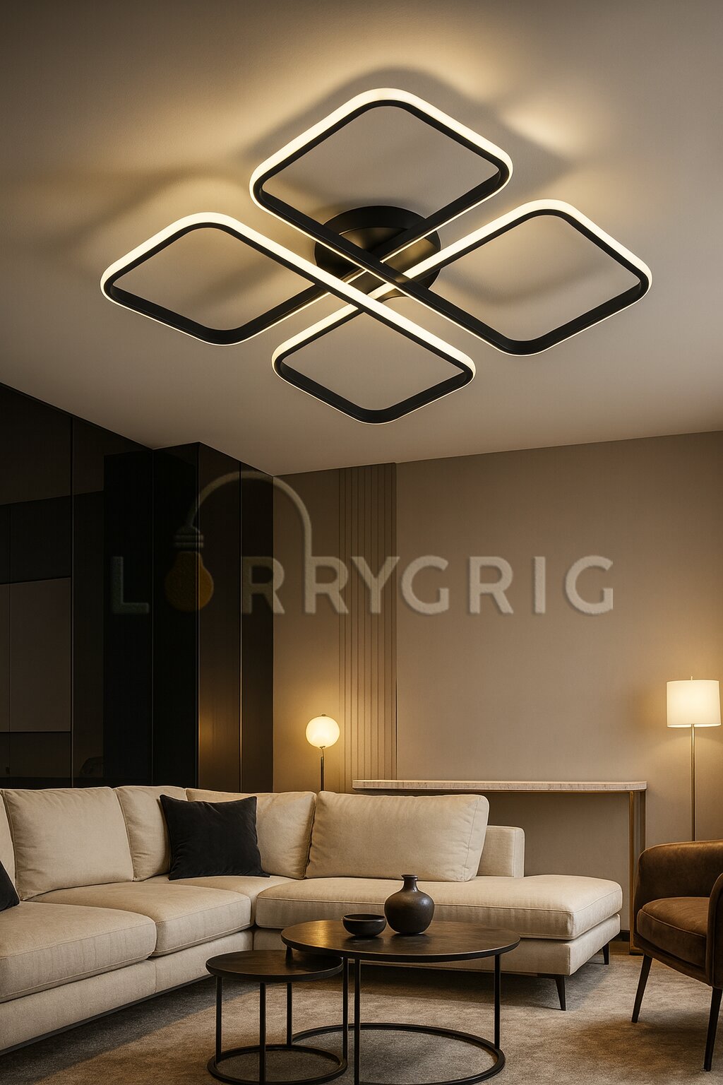Lustra LED cu Telecomanda, 74W, 3 tipuri de lumina, Negru