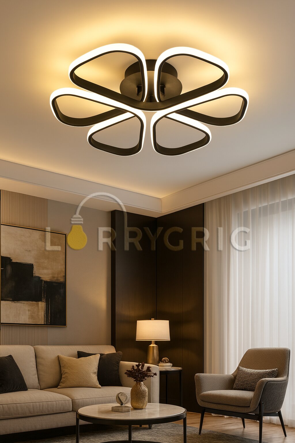 Lustra LED cu Telecomanda, 74W, 3 tipuri de lumina, Negru