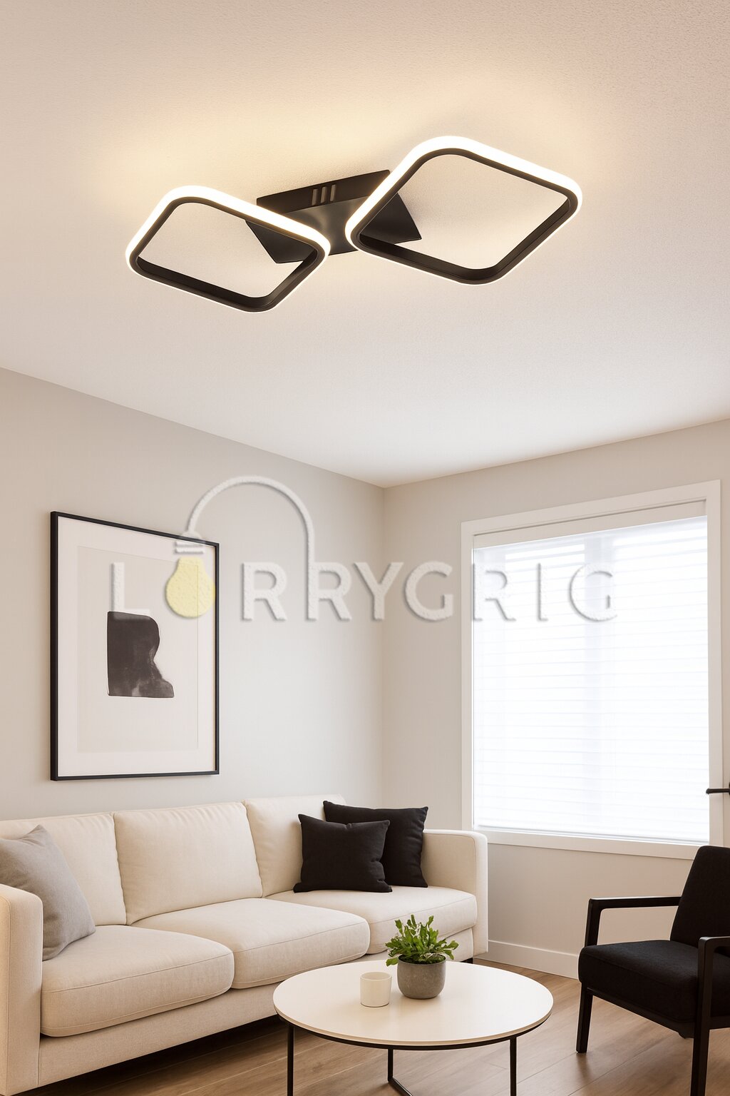 Lustra LED, 52W, 3 tipuri de lumina, Negru
