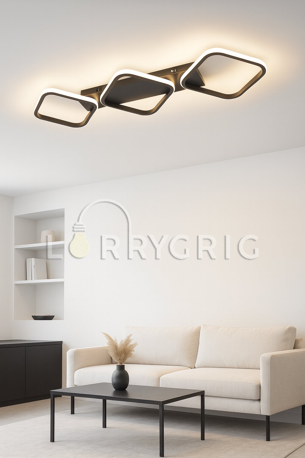 Lustra LED, 78W, 3 tipuri de lumina, Negru