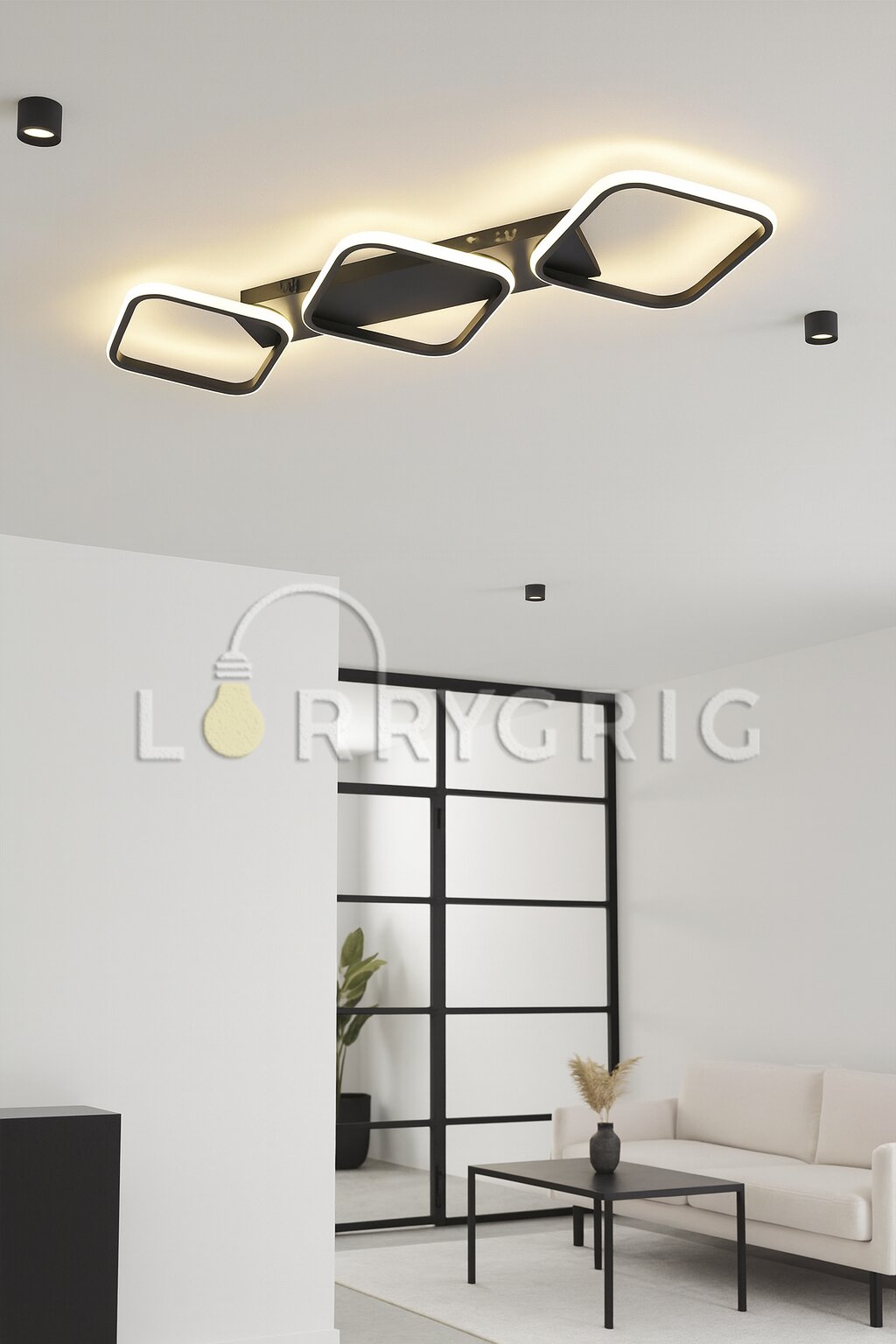 Lustra LED, 78W, 3 tipuri de lumina, Negru