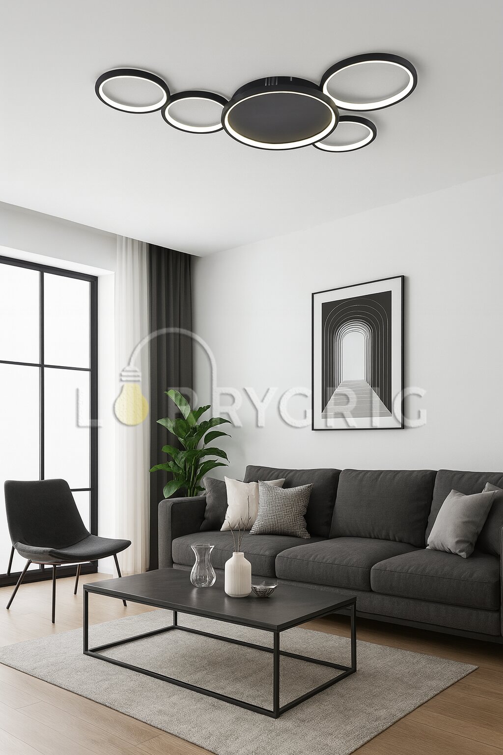 Lustra LED cu Telecomanda, 154W, 3 tipuri de lumina, Negru