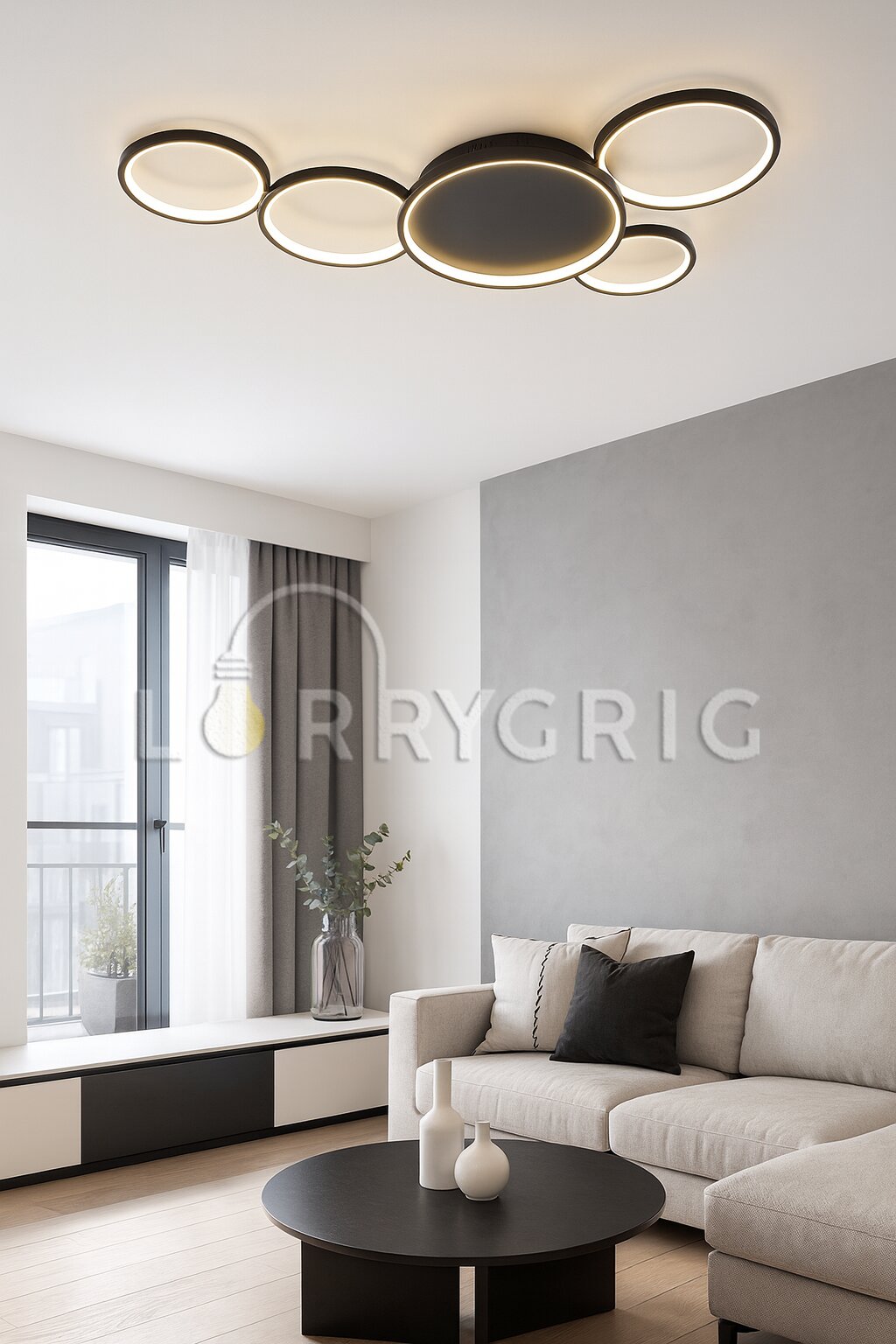 Lustra LED cu Telecomanda, 154W, 3 tipuri de lumina, Negru