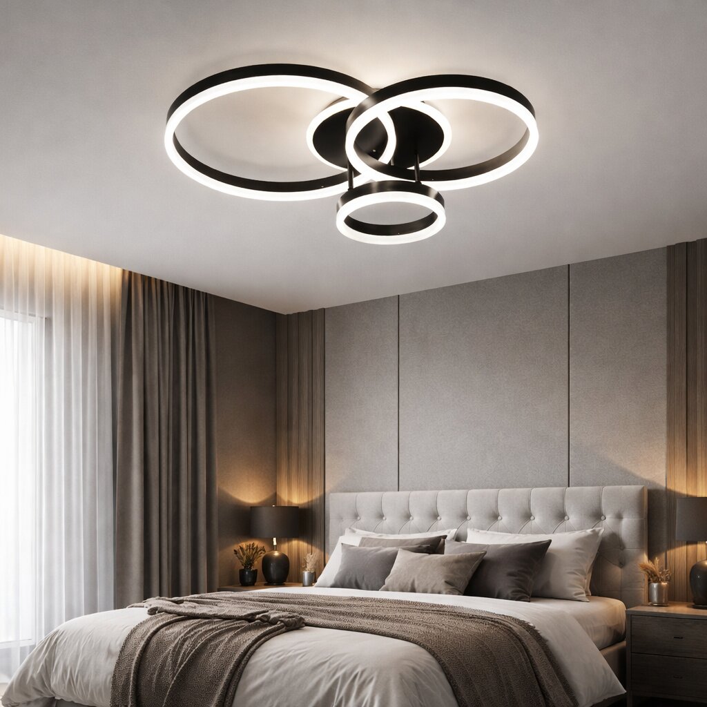 Lustra LED cu Telecomanda, 144W, 3 tipuri de lumina, Negru
