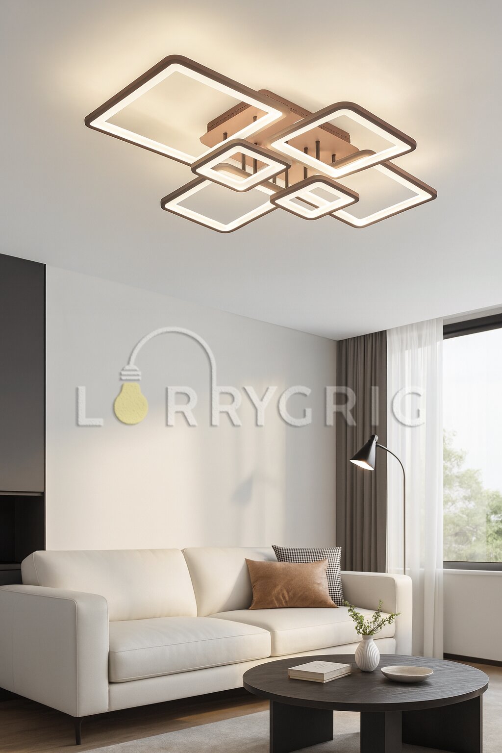 Lustra LED cu Telecomanda, 228W, 3 tipuri de lumina, Maro
