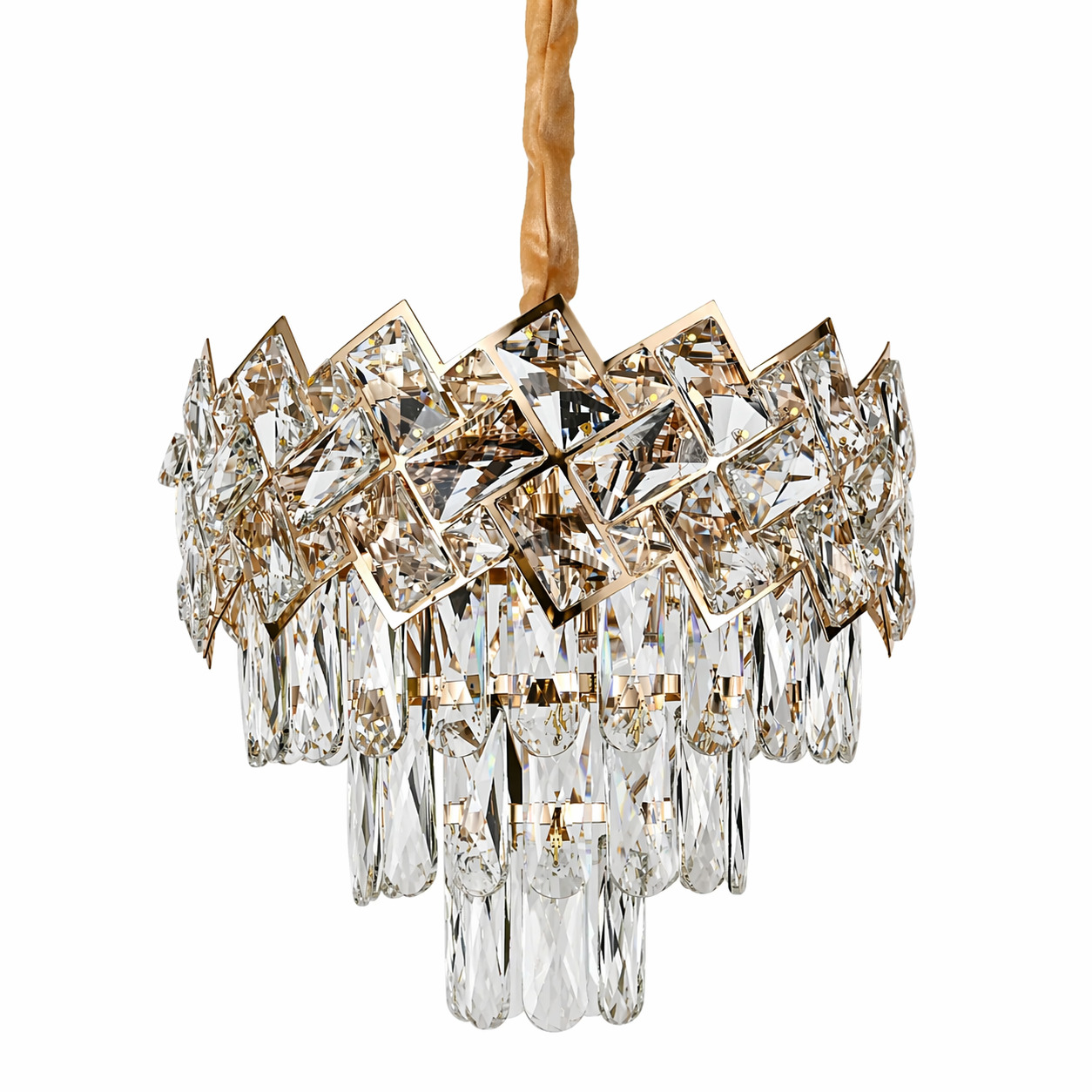 Candelabru Cristal, 30cm, 4 x E27, Auriu