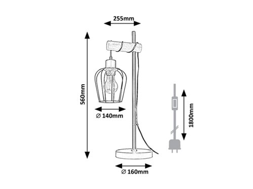 Lampa de masa Fabian, 1 x E27, negru mat