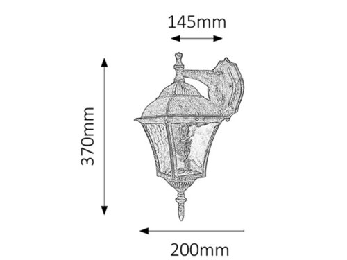 Aplica Toscana, 1 x E27, auriu antic, IP43