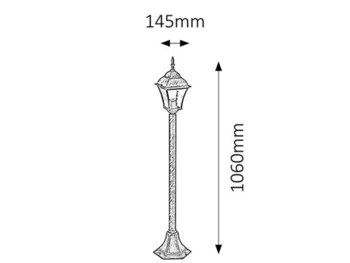 Lampadar Toscana, 1 x E27, auriu antic, IP43