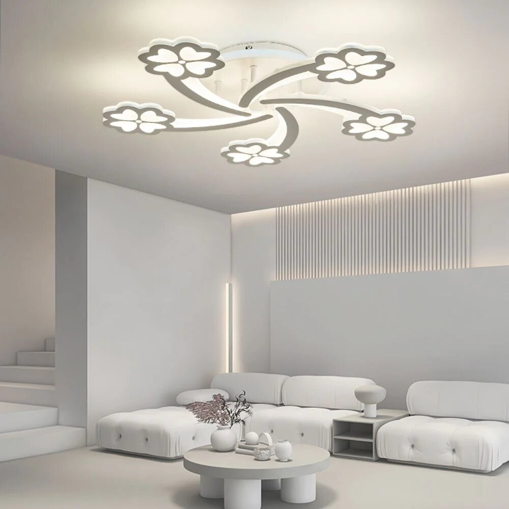 Lustra LED cu Telecomanda RGB, 92W + 12W, 3 tipuri de lumina, Alb