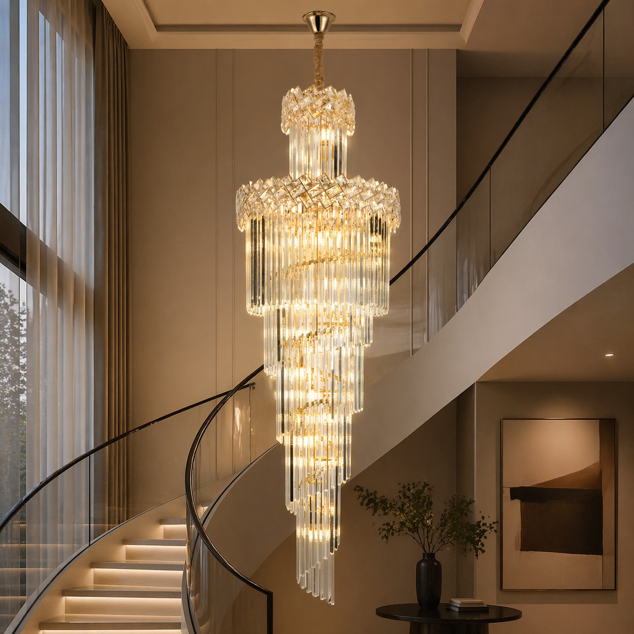 Candelabru Cristal, 60x180CM, 18 x E27, Auriu