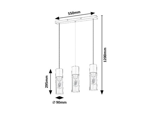 Lustra Suspendata Ronno, 3 x E27, Negru