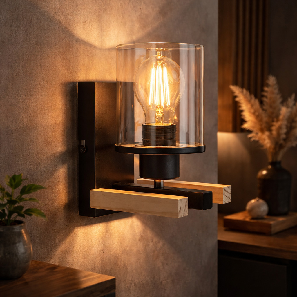 Aplica Niylah, 1 x E27, Negru / Maro