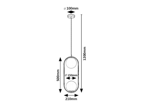 Lustra Suspendata Ghita Premium, 2 x E27, Negru